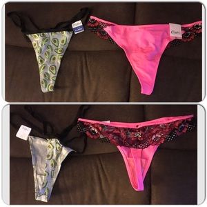 2 Thongs 1 advocado design XL and 1 pink with black lace XL
